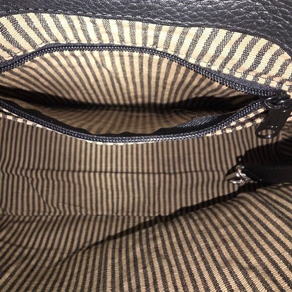 BRIGHTON WOMEN'S BLACK DANIA LEATHER HANDBAG HEART CHARM FLAP CLOSURE 14X11X5 - Picture 5 of 15